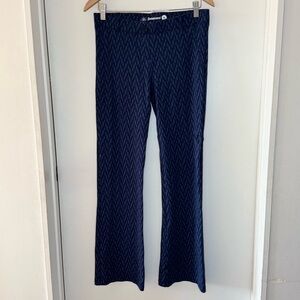 Betabrand Dress Yoga Pant Bootcut Blue Geometric Print Medium